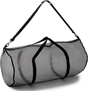 Champion Sports Mesh Duffle Bag with Zipper and Adjustable Shoulder Strap, 15 x 36 - Multipurpose, Oversized Gym Bag for Equipment, Sports Gear, Laundry - Breathable Mesh Scuba and Travel Bag