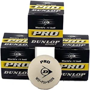 Dunlop White Pro Squash Ball - 3 Balls