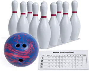 Champion Sports Bowling Set: Rubber Ball & Plastic Pins for Training, Model:BPSET