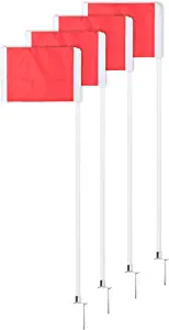 Champion Sports Spring Loaded Steel Base Soccer Corner Flags Red, One Size