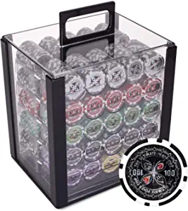 Brybelly Ultimate 14-Gram Heavyweight Poker Chips - Set of 1000 in Acrylic Display Case