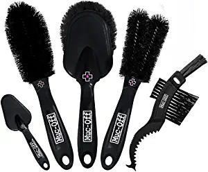 Muc-Off 206 5 Piece Premium Brush Kit - Includes 5 Bike Cleaning Brushes With Durable Nylon Bristles And Ergonomic Rubberised Handles To Minimise Impact