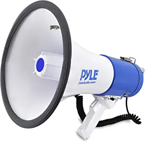 Portable Megaphone Speaker PA Bullhorn - Built-in Siren, 50W Adjustable Volume Control in 1200 Yard Range, Ideal for Any Outdoor Sports, Cheerleading Fans and Coaches or for Safety Drills - Pyle PMP50
