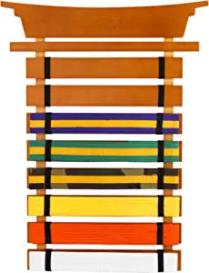 KidKraft Martial Arts Wooden Belt Holder Hanging Display for 8 Belts (Unpersonalized) 24.5 Inch