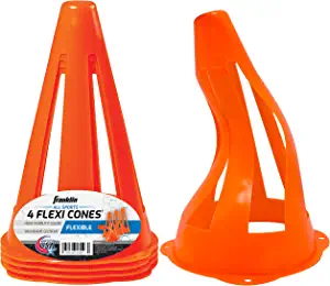 Franklin Sports Plastic Soccer Cones - Mini Sports Cones for Drills + Practice - Flexible Orange Goal Cones for Training + Games - 9 Inches
