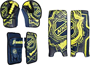 Franklin Sports Kids Street Hockey Goalie Pads Set - Youth Mini + Street Hockey Goalie Gear - Junior Blocker, Glove + Pads - Adjustable Kids Street Hockey Equipment - Youth Medium