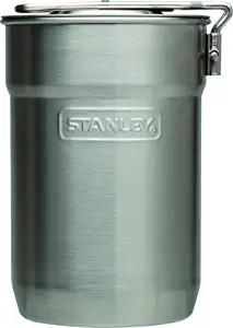 Stanley Adventure Camp Cook Set - 24oz Kettle with 2 Ceramic Cups - Stainless Steel Camping Cookware with Vented Lids & Foldable + Locking Handle - Lightweight Cook Pot for Backpacking/Hiking/Camping
