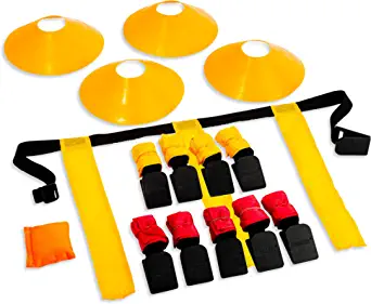Franklin Sports Flag Football Set - 10 Player Flag Football Belts for Adult + Youth - Equipment Cones + Field Marker Included - 5 v 5 Set