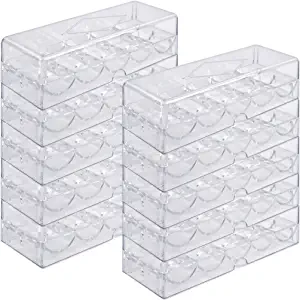 Brybelly Acrylic Poker Chip Rack/Tray with Covers (Set of 10), Clear