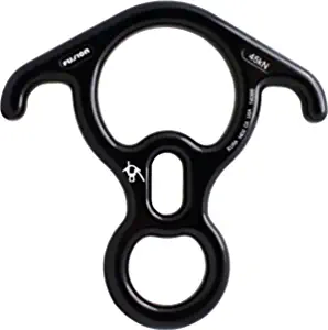 Fusion Climb Aluminum Terminal 8 Descender Black, Large Bent Ear Belaying and Rappelling Gear Belay Device, Perfect for Climbing, Ziplining and Rescue(FP-8145-BLK)