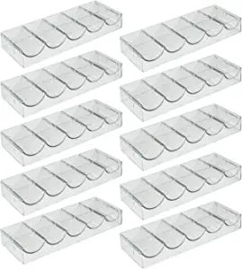 Brybelly 10 Clear Acrylic Poker Chip Trays | for Standard Size Chips & Clay Chips | 10 Total Trays, Each Holds 100 Chips