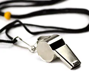 Crown Sporting Goods SCOA-001 Stainless Steel Whistle with Lanyard  Great for Coaches, Referees, and Officials by