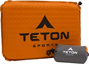 TETON Sports Camping Seat Cushion; Stadium Seat; Office Chair; Car Pad; Inflatable , Orange, 17 x 12 x 1.5-Inch