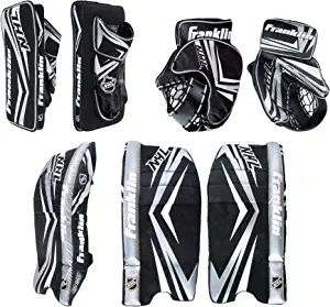 Franklin Sports NHL Kids Street Hockey Goalie Pads Set - Kids Hockey Training Equipment - Includes Block Pad, Catch Glove, and Goalie Pads