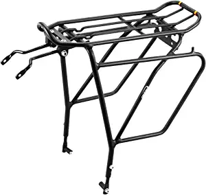Ibera Bike Rack - Bicycle Touring Carrier Plus+ for Disc Brake /Non-Disc Brake Mount, Fat Tire Bikes, Frame-Mounted for Heavier Top & Side Loads, Height Adjustable for 26"-29" Frames