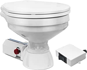TMC Marine Electric Toilet Large Bowl with Macerator Pump and Flush Control for Boats, Five Oceans FO1560