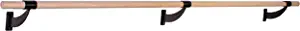 Vita Vibe Single Bar Traditional Wood Fixed Height Wall Mount Ballet Barre System, 3 FT - 40 FT Long
