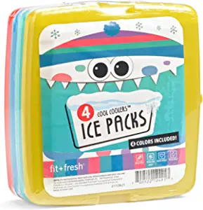 Fit & Fresh Cool Slim Reusable Ice Packs Boxes, Lunch Bags and Coolers, Set of 4, Multicolored, 4 Pack