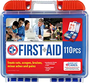 Be Smart Get Prepared 110 Piece First Aid Kit: Clean, Treat, Protect Minor Cuts, Scrapes. Home, Office, Car, School, Business, Travel, Emergency, Survival, Hunting, Outdoor, Camping & Sports, FSA HSA