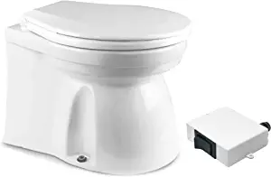 TMC Marine Electric Toilet Household Style Medium Bowl with Macerator Pump and Flush Control for Boats, Five Oceans FO1599