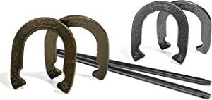 Franklin Sports Horseshoe Set - Steel Horseshoes and Stakes - Official Size and Weight - Perfect for Yard and Beach - Recreational