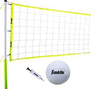 Franklin Sports Volleyball Set - Beach and Backyard Volleyball Net Set - Portable Volleyball Net and Ball Set with Poles and Ground Stakes - Advanced