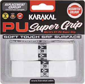Karakal PU Supergrip Replacement Racquet Grip - tennis / badminton / squash (White, 2 x Grips) by Karakal