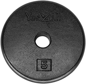 Yes4All Standard 1-inch Cast Iron Weight Plates 5, 7.5, 10, 15, 20, 25 lbs (Single & Pair)