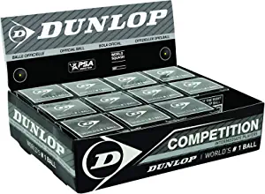 DUNLOP Competition Squash Ball, Single Yellow Dot