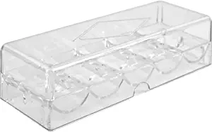 Brybelly Clear Acrylic Poker Chip Tray with Lid | for Standard Size Chips and Clay Chips