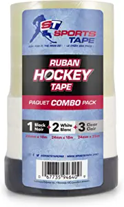 sports tape Hockey Tape (6 Combo Pack)- White, Black & Clear Stick & Shin Pad Tape | 1" Wide x 20 Yards Long | Strong, Durable, Long Lasting.