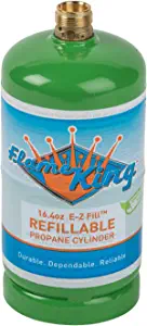 Flame King Refillable 1 lb Empty Propane Cylinder Tank - Reusable - Safe and Legal Refill Option - DOT Compliant - 16.4 oz