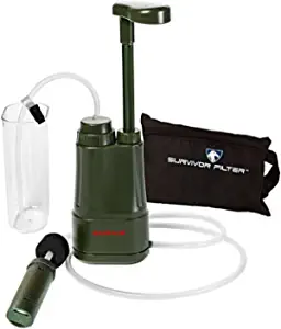 Survivor Filter Pro Water Purification System for Survival - Lightweight Hand-Pump Portable Water Filter for Backpacking Hiking Camping Water Filtration - Removal of 99.999% of Tested Virus Bacteria Parasites