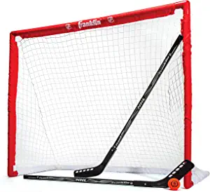 Franklin Sports NHL Youth Street Hockey Set - (2) Kids Junior Hockey Sticks, PVC Goal + Roller Hockey Ball Included - Indoor + Outdoor Net - 46"
