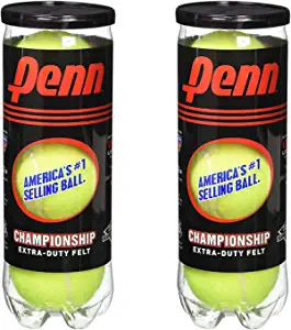 Penn Championship Tennis Balls - Extra Duty Felt Pressurized Tennis Balls - (2 Cans, 6 Balls)