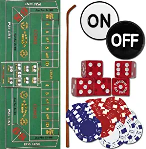 TMG Deluxe Home Craps Set with Bonus Deck of Cards - Includes Felt, Dice Stick, Dice Cup, Dice, Chips & Button!