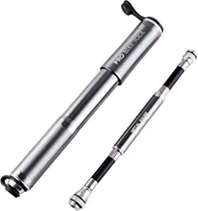 PRO BIKE TOOL Bike Pump with Gauge Fits Presta and Schrader - Accurate Inflation - Mini Bicycle Tire Pump for Road, Mountain and BMX Bikes, High Pressure 100 PSI, Includes Mount Kit