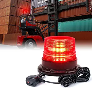 Xprite Red LED Rooftop Beacon Strobe Light w/ Magnetic Base Warning Safety Flashing Police Lights for Emergency Vehicle Forklift Trucks Tractors Golf Carts UTV ATV Bus Boat Firefighter Volunteer
