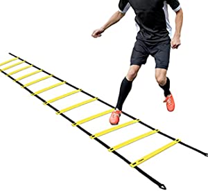 Ohuhu Agility Ladder 17ft 12 Rung with Ground Stakes Speed Training Exercise Ladders for Soccer Football Footwork Sports Agility Training Equipment with Carry Bag Yellow or Blue