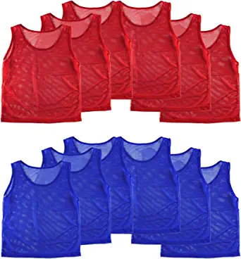 Super Z Outlet Nylon Mesh Scrimmage Team Practice Vests Pinnies Jerseys for Children Youth Sports Basketball, Soccer, Football(12 Jerseys)