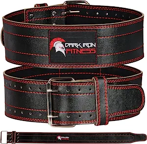 Dark Iron Fitness Weight Lifting Belt for Men & Women - 100% Leather Gym Belts for Weightlifting, Powerlifting, Strength Training, Squat or Deadlift Workout up to 600 Lbs