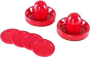 Super Z Outlet Light Weight Air Hockey Red Replacement Pucks & Slider Pusher Goalies for Game Tables, Equipment, Accessories (2 Striker, 4 Puck Pack)