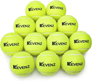 KEVENZ 12-Pack Standard Pressure Training Tennis Balls, Highly Elasticity, More Durable, Good for Beginner Training Ball