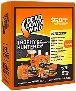 Dead Down Wind Trophy Hunter Kit | 10 Piece | Laundry Detergent, Bar Soap, Field Spray for Odor, Lip Balm | Hunting Accessories and Gear Value Pack