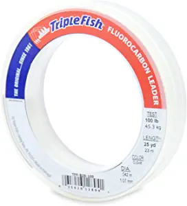 Triple Fish 100% Fluorocarbon Fishing Leader - Clear Invisible Strong and Heavy Duty Highly Abrasion Resistant, Fast Sinking Freshwater & Saltwater