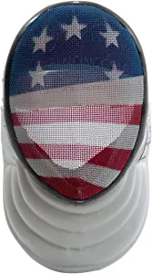 Epee Fencing Sport Mask - CE350N Certified National Grade with Padded Bib - Anti-Glare Finish - Adjustable Strap - USA Flag Pattern