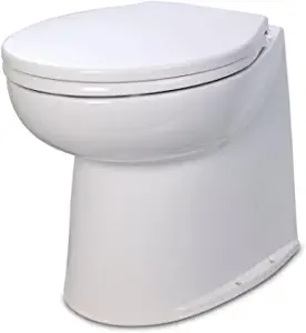 Jabsco Deluxe Flush Marine Head, 17 inch Electric Marine Toilet, Fresh or Raw Water Rinse