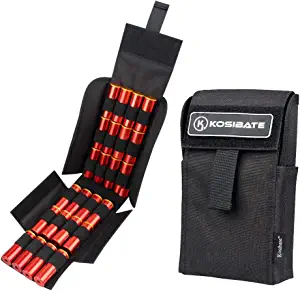 KOSIBATE HOT 25 Round Shotgun Shotshell Reload Holder Molle Pouch for 12 Gauge/20G (Black)