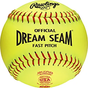 Rawlings C12RYLAH Official ASA Dream Seam Fastpitch Softballs, Yellow, Size 12 in.