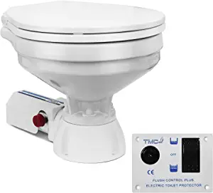 TMC Marine Electric Toilet Small Bowl with Macerator Pump and Smart Flush Control for Boats, Five Oceans FO3869